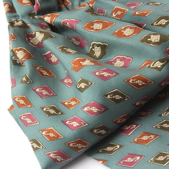 New Dusty Green Nautical Motive Men's Cravat Ascot Gift Box A067